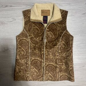 Ralph Lauren Brown Paisley Vest with Sherpa Lining